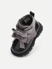 Balabala Baby Girls Fleece Lined Stable Walker Shoes Soft Warm Winter Infant Shoes - Gray and Black Tone - View 1
