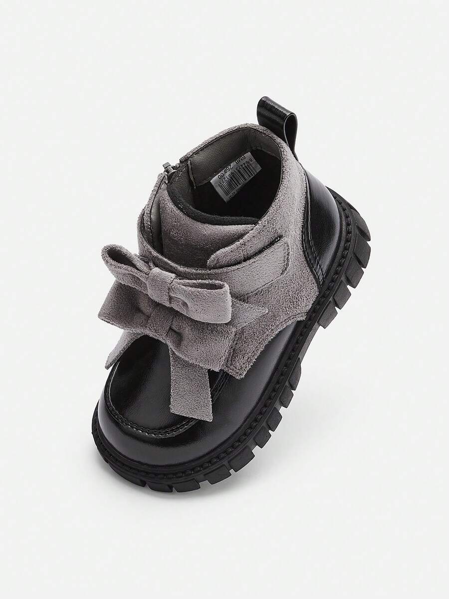 Balabala Baby Girls Fleece Lined Stable Walker Shoes Soft Warm Winter Infant Shoes - Gray and Black Tone - View 1