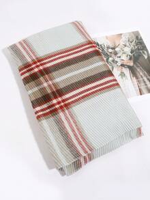 1PC Men's Fashion Linen Plaid Crinkled Scarf, Versatile Neck Warmer Suitable For Daily Casual Wear - Multicolor - View 15