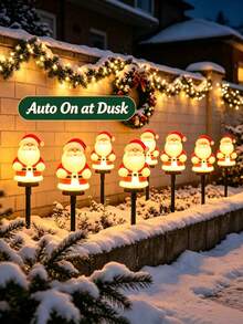 Solar Santa Claus Pathway Lights, IP65 Waterproof Stake Lights With 8 Lighting Modes, Auto On At Dusk, 8H Working Time, Outdoor Ground Lights For Yard Garden Walkway Driveway Christmas Decorations - Multicolor - View 6