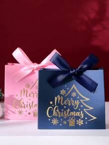 30pcs Christmas Gift Box Set, Gold Foil Merry Christmas Christmas Tree Pattern, Green Paper Gift Boxes With Satin Ribbon, Elegant Holiday Party Candy Packaging, Christmas Snacks, Cookies, Small Gifts Packaging, Christmas Eve Party Decoration Gift Box - View 7