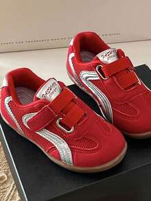 Children's Red Hook & Loop Training Sneakers, Retro Red Casual Sports Shoes, Toddler Non-Slip Soft Sole Breathable Comfortable Training Shoes - Red - View 5