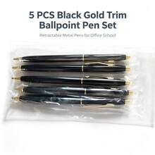 Black Silver Gold Trim Ballpoint Pen Set - Sets - View 9