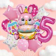 Pink Rabbit Balloon Set, Includes Rabbit Foil Balloon, Rose Red Number Foil Balloon, Star Foil Balloon And Printed Latex Balloon, Suitable As A Surprise Gift For Son Or Daughter, Also Suitable For Rabbit Theme Birthday Party Decoration - View 21