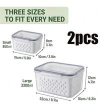 3PCS Refrigerator Drain And Preservation Box, Double-Layer, Sealed With Lid, Can Be Stacked With Refrigerator Storage Box, Vegetable And Fruit, Fresh Drain Basket, Microwave Can Be Used In Multiple Specifications - S+M+L - View 19