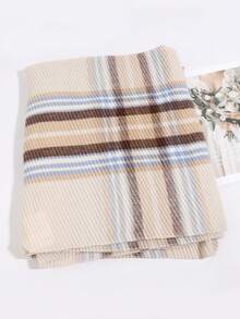 1PC Men's Fashion Linen Plaid Crinkled Scarf, Versatile Neck Warmer Suitable For Daily Casual Wear - Multicolor - View 12