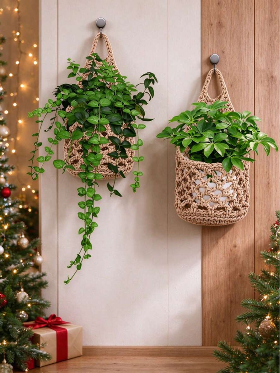 1件裝室內植物吊掛花盆,適用4英吋以下植物,室內壁掛植物架,室內壁掛花盆,吊掛植物,聖誕裝飾 - 均碼 - 查看 1