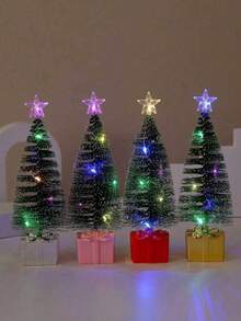 LED Pine Needle Colorful Christmas Tree, Glowing Candle Light, Creative Colorful Small Wind Lantern, Suitable For Room, Living Room, Holiday, Party, Birthday, Desktop Atmosphere Decoration, Christmas Holiday Gift - Pine Tree - View 4