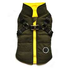 Dog Clothes Winter Wear Small Dog Pet Clothes With Built-In Harness Vest Style Warm Cotton Coat - Dark Green - View 4