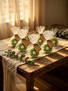 8pcs Green Daisy Candle Set, Country Style Floral Candle Gift, Bohemian Decor Candles, Suitable For French Wedding Indoor Decoration, Home Tabletop Decor And Guest Favors - Multi Scents - View 7