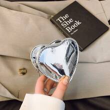Laser Shiny Heart Mini Crossbody Bag, Sweet Chain Small Purse For Girls, Fashionable Shoulder Bag Accessory - A - View 12