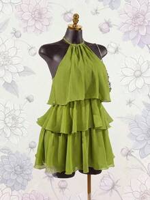 Women Short Dresses - Green - View 5