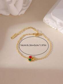 1 pieza Pulsera de acero inoxidable elegante de nicho de moda, brazalete minimalista de alta gama con incrustaciones de strass, adecuada para el uso diario de las mujeres - Multicolor - Ver 6