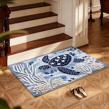 1pc Undersea Turtle Pattern Microfiber Bath Rug,Non-Slip Soft Bathroom Mat,Doormat,Water Absorption Mat,Machine Washable,Low Pile,TPR Backing,Knit Fabric,ForBedroom,Kitchen,Entryway,Indoor & Outdoor Use,Accessories & Home Decor,Perfect New House Gift - A - View 6