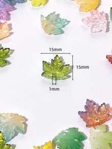 30/100pcs Maple Leaf Shaped Glass Decorative Beads, Hairpin DIY And Jewelry Accessory Materials, Simulation Maple Leaf, Glazed Maple Leaf, Autumn Decoration, Thanksgiving Decoration, DIY Handmade Materials - Maple Leaf Beads - View 4