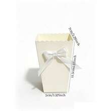 6/12/18pcs Bowknot Popcorn Boxes Party Supplies Candy Gift Boxes Bags Candy Snacks Mini Snacks Candy Food Containers Birthday - White - View 2
