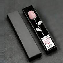 1PC/2PCS Natural Rose Quartz Rose Flower, Hand Carved Natural Crystal Rose Decorations, Perfect For Valentine's Day, Weddings, Anniversaries - With Ex - Rose Quartz Flower Gift Set - View 13