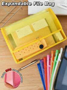 3Pcs\1Pc Expandable PP File Pouch Document Holder For School Travel Home Students Teachers Office Workers Back To School Stationery Holds A4 Papers - Multicolor - View 3