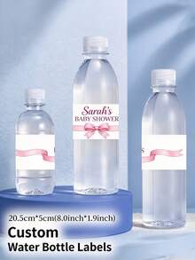 1-50件客製化粉色蝴蝶結水瓶標籤，粉色蝴蝶結1歲生日水瓶標籤，嬰兒洗禮裝飾，生日派對裝飾，生日水瓶標籤貼紙，粉色蝴蝶結女孩生日標籤 - 彩色 - 查看 6
