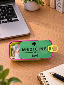 Mini Portable Medicine Box With "MEDICINE BAG" Print, Snap-Seal Pill Organizer, Compact Storage For Pills, Band-Aids, And First Aid Essentials, Suitable For Commuting, Short Trips, Dorm Desk, And Home Vanity Organization, Ideal For Students And Outdoor Enthusiasts, Practical Niche Birthday Gift, Portable Pill Dispenser, Travel Mini Medicine Storage Box, Pocket-Sized Medical Organizer - Multicolor - View 6