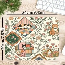 1pc Vintage Framed Floral Cat Desk Mat, Multi-Purpose Makeup Nail Art Table Pad, Large Non Slip Desktop Protector S/M/L/XL - View 10