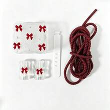 5pcs/Set Burgundy Bow & Bead Design Phone Charger Protective Case 20W/18W, Charging Cable Protector, Charger Head Protective Shell, Compatible With IPhone 13/16/15/14 Charger Protection Set - Burgundy - View 4