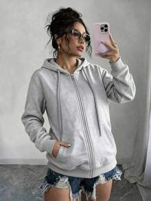 Plus Size Sweatshirts & Hoodies - Light Grey - View 2