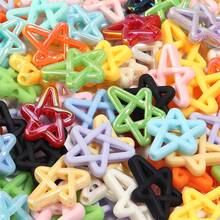 10pcs/Pack Acrylic Hollow Five-Pointed Star Vertical Hole Flat Beads 18*22mm Mixed Color Asymmetrical Star Pendants For Handmade DIY Phone Chain Keychain Bag Charm Colorful Beads - Random Color Mixing - View 6