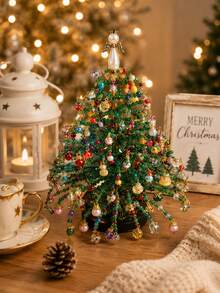 1 Set DIY Beaded Christmas Tree Kit, Handmade Bead Craft Ornament Set With Colorful Beads, Hanging Charms, Topper And Base For Tabletop Holiday Display, Winter Home Decor, Christmas Party Decoration, Xmas DIY Crafts, Creative Handmade Gift - Regular Model - View 9