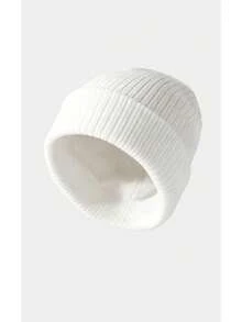 Noxbound 1pc Warm Double Layer Knitted Beanie Hat, Unisex Plain Color Hat Suitable For Spring, Autumn & Winter, Couples - A - View 5
