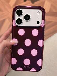 極簡可愛波點棕色與粉色鏡面手機殼，適用於 iPhone 18Pro Max 18 Pro 17 Pro Max 17 Pro 16 Pro 16 Pro Max 15 Pro Max 15 Pro 14 Pro Max 14 Pro 13 Pro Max 13 12 Pro Max 11，甜美時尚防摔軟背蓋 - 勃根地紅 - 查看 4