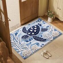 1pc Undersea Turtle Pattern Microfiber Bath Rug,Non-Slip Soft Bathroom Mat,Doormat,Water Absorption Mat,Machine Washable,Low Pile,TPR Backing,Knit Fabric,ForBedroom,Kitchen,Entryway,Indoor & Outdoor Use,Accessories & Home Decor,Perfect New House Gift - A - View 8
