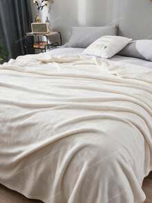 1pc Solid Color Matte Microfibre Wellsoft Throw Blanket Soft Plush Warm Thick Cosy Suitable For Bedroom Living Room Sofa Couch Bed All Seasons Home Decor Gift - Creamy White - View 1