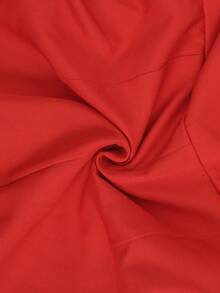 Women's V-Neck Frog Button Ruffle Trim Jacket, Long Sleeve Slim Fit Cropped Outerwear - Red - View 6