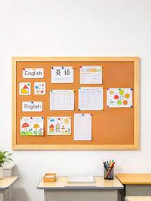 1pc Wooden Frame Cork Board, For Messages, Photos And Notes, Wall Decor Memo Board, Household Bulletin Display Board, Suitable For Study Reminders And Bedroom Photo Wall Decoration - Multiple Specifications - View 5