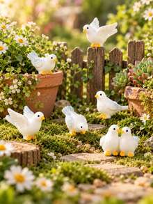 3pcs White Dove Figurines, Mixed Peace Bird Decor, Suitable For Fairy Garden, Bonsai, Flower Pot, Moss Landscape, Bookshelf And Desktop Decoration - White Dove - View 7