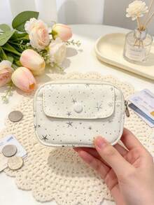 1pc Cute Quilted Small Coin Purse Mini Zipper Card Holder Wallet Portable Lipstick Earphone Storage Pouch Zipper Makeup Bag For Girl Travel Daily Use - Multicolor - View 6