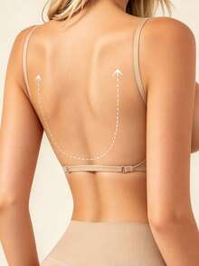 Lilivine Women's Seamless Backless Bra: Sexy Summer Bridal Lingerie, Adjustable Straps, Low-Back, Breathable Comfy Formal Camisole. - Apricot - View 2
