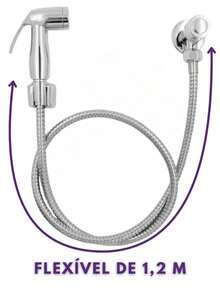 Ducha Higiênica Banheiro 100% Completa Luxo Metal Cromado 1,20m Privada JI SHOP - prata - Visão 8