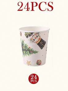 120PCS Christmas Disposable Paper Tableware Set, Includes 7-Inch And 9-Inch Plates, Paper Cups, Napkins And Straws; Featuring Watercolor Style Nutcracker Soldier, Christmas Tree, Gift, Candy Cane And Bow Patterns, Suitable For Christmas Party, Holiday Dinner, Winter Celebration And Holiday Table Decor - Multi-color 1 - View 9