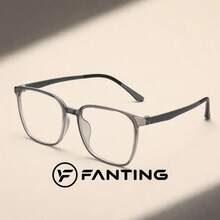 FANTING Women Glasses Men Glasses Clear Lens Square Rectangle Translucent Grey TR90 Black Temple - TR8006 - View 14