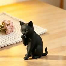 1pc Random Style Matte Frosted Lucky Black Cat Figurine, Nordic Minimalist Healing Style Living Room Entryway Desktop Resin Decorative Craft - Little Black Cat - View 5