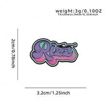 1/9pcs UV Rainbow Gradient Wealth English Brooch Funny Hip Hop Metal Badge Clothing Bag Personalized Accessory, Suitable For Daily Wear And Gift - Multicolor - View 9