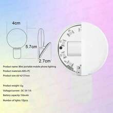 AXNEN 1pc Clip-On Round Portable Selfie Light, Mini Selfie Ring Light, Rechargeable Battery With 3 Adjustable Brightness Levels, 2-8 Hours Battery Life, Suitable For IOS/Android Phone Photography, Video, Vlog Fill Light - Pink - View 6