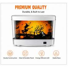 Halloween LED Simulation Aquarium Night Light, Fish Tank Shaped Desktop Lamp With Witch Pumpkin Pattern, Decorative Tabletop Light For Home Bedroom Halloween Party Decoration - Halloween Aquarium Light - View 4