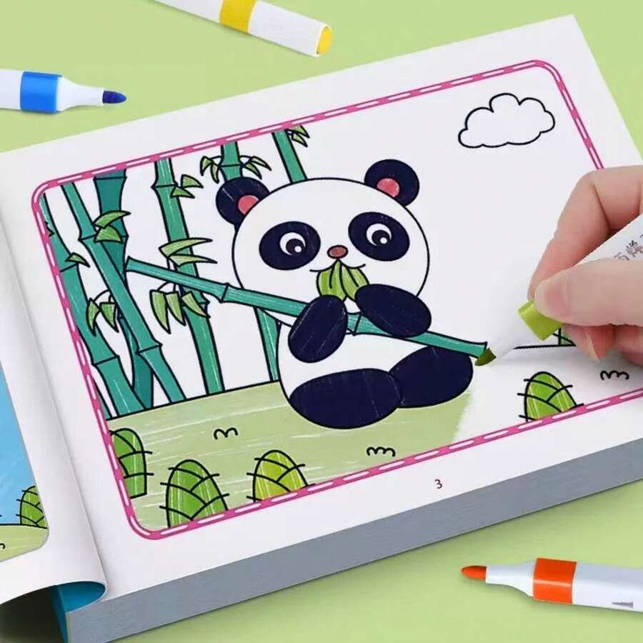 1pc Children's Coloring Book, Cartoon Animal Theme Drawing Book, Kids Doodle And Painting Activity Workbook, Early Learning Art Supplies, Classroom Rewards, Birthday Holiday Party Favors, Suitable For Boys And Girls (Randomly Shipped) - Multicolor - View 1