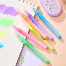 12pcs Soft Tone Fluorescent Markers With Outline Pens, Layerable Fluorescent Markers, Student Note Marking Pens, Highlight And Doodle Pens, No Bleed, Quick-Drying Ink, For Journaling, Bible Study, School And Office Use - Multicolor - View 7