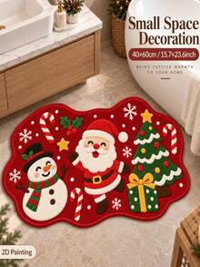 Velvet Foot Mat, Festive Holiday Style, Suitable For Bedside Rug, Entryway Mat, Living Room, Bedroom, Bathroom, Kitchen, Balcony, Machine Washable, Non-Slip, Dust-Proof, Wear-Resistant, Easy To Clean, Thick And Soft Comfortable, Modern Home Decor, Bedroom Bathroom Decorative Rug, Housewarming Gift, Holiday Birthday Gift, Moving Gift And Other Occasions - A - View 1