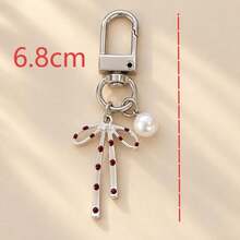 1pc/4pcs Women's Minimalist Spray Painted Polka Dot Bow Pendant, Faux Pearl Charm Keychain, INS Style Versatile Bag Charm, Wallet Accessory - Multicolor - View 6