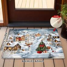 1pc Kitchen Mat, Soft Faux Cashmere Material Floor Mat, Christmas Snowy Town Pattern, Kitchen Door Mat, Bathroom Anti-Slip Mat, Entryway Door Mat, Bedroom Door Carpet, Suitable For Multiple Scenes Anti-Slip Floor Mat, Room Decor, Holiday Gift - Multicolor - View 14